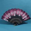 Chinese Style Silk Fabric Fan Folding Fan Wedding Fan Art Gifts Dance Hand Fan Vintage Folding Flower Fan Ancient Hanfu Fan