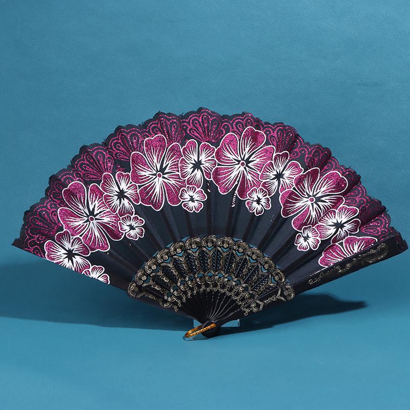Chinese Style Silk Fabric Fan Folding Fan Wedding Fan Art Gifts Dance Hand Fan Vintage Folding Flower Fan Ancient Hanfu Fan
