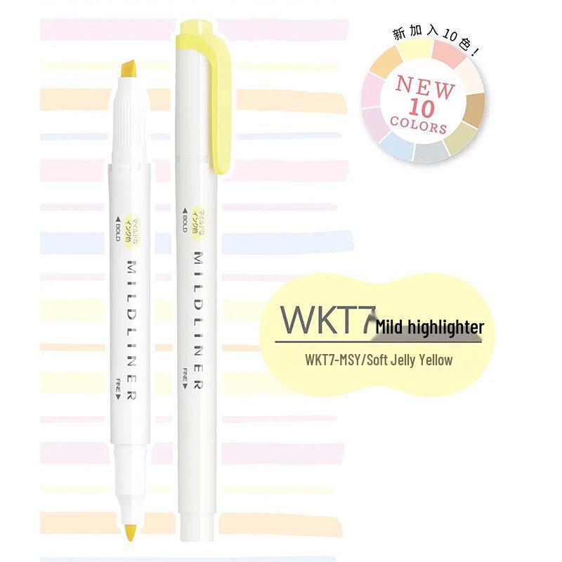 В наличии: ZEBRA WKT7 Набор флуоресцентных маркеров с мягкими цветами, двусторонних, для студентов