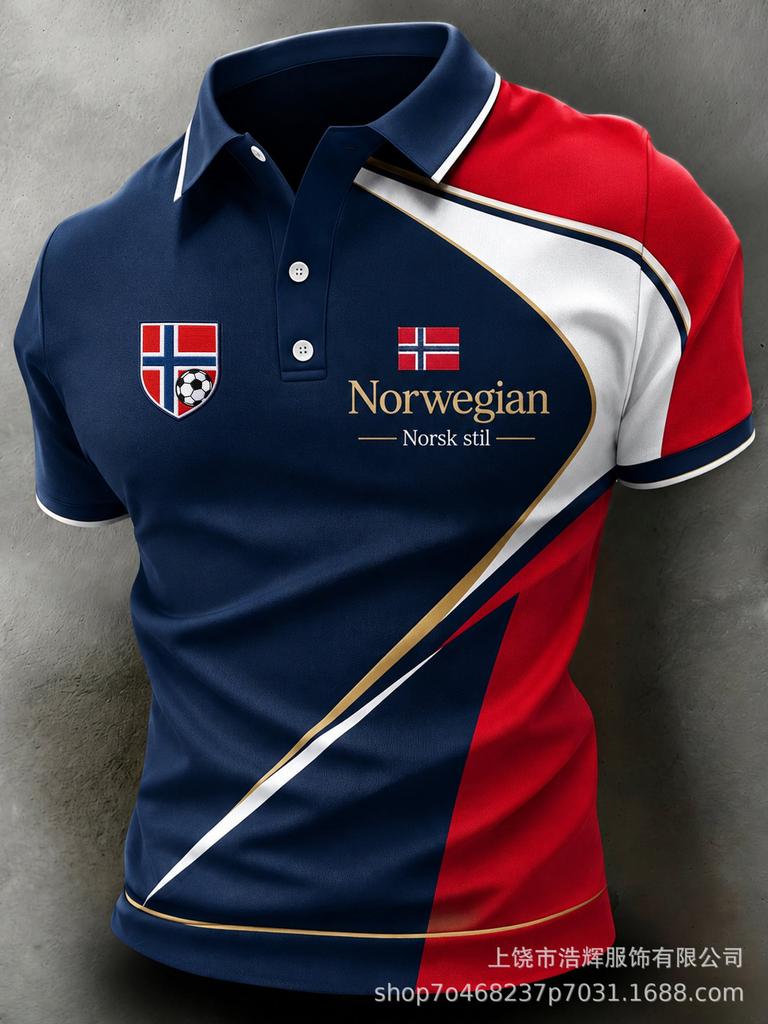 New 3D Printed Men's Retro Fashion Casual Summer Lapel Polo Shirt Top