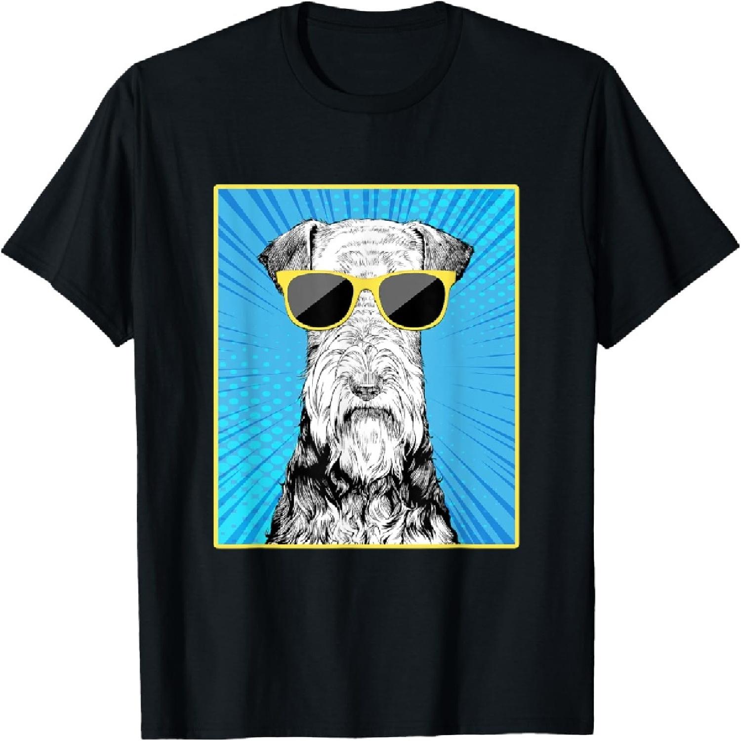 Airedale Terrier Portrait Pop Art Dog with Sunglasses T-Shirt XXXXXL разноцветный