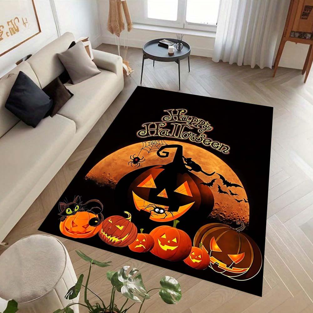 1pc Scary Pumpkin Area Rug, Slip-Resistant, Easy-Clean, Stain-Resistant, Perfect for Cozy Living Rooms, Bedrooms, Kitchens, Offices, and Hol