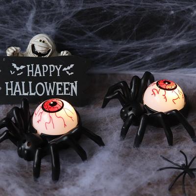 New Halloween Eye Light Spider Back Explosion Eye Candle Light Party Atmosphere Decor Supplies LED Horror Pumpkin Light Ornament