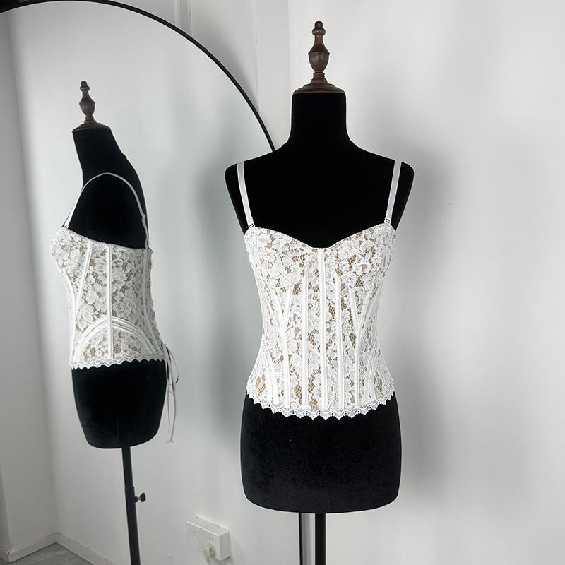 White Corset Tops for Women Bustier Top Underwire Sexy Fishbone Bandage Slim Crop Tops Party Strap Tank Top Vest Tee S белый