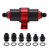 Kraftstofffilter-Kit aus Aluminiumlegierung mit 6AN 8AN 10AN Adaptern 50MM Universelle Montagehalterung Rot Schwarz Automobil