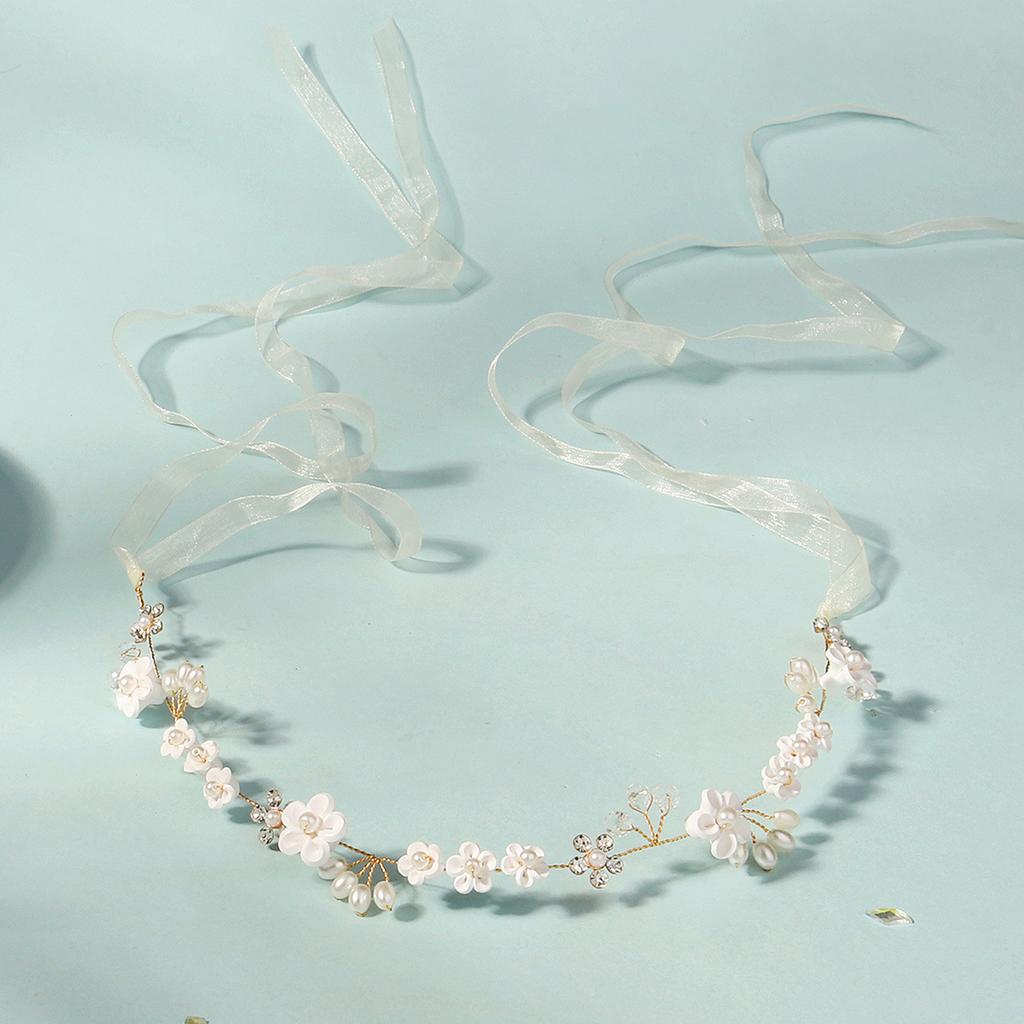 Lawn Wedding Round Garland Headband Luxurious Flash Pearls Hair Accessories for Women Hairstyle Making Tool