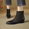 Damen Frühling Sommer Neue Leder Ausgeschnittene Knöchelhohe Stiefel Weiche Sohle Rutschfest Niedriger Absatz Hohe Qualität Reißverschlüsse Spitze Cool Stiefel