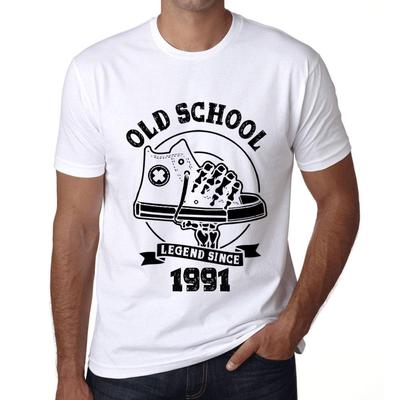 Maglietta Vintage da Uomo T-shirt Grafica Old School All Star Dal 1991 Bianca
