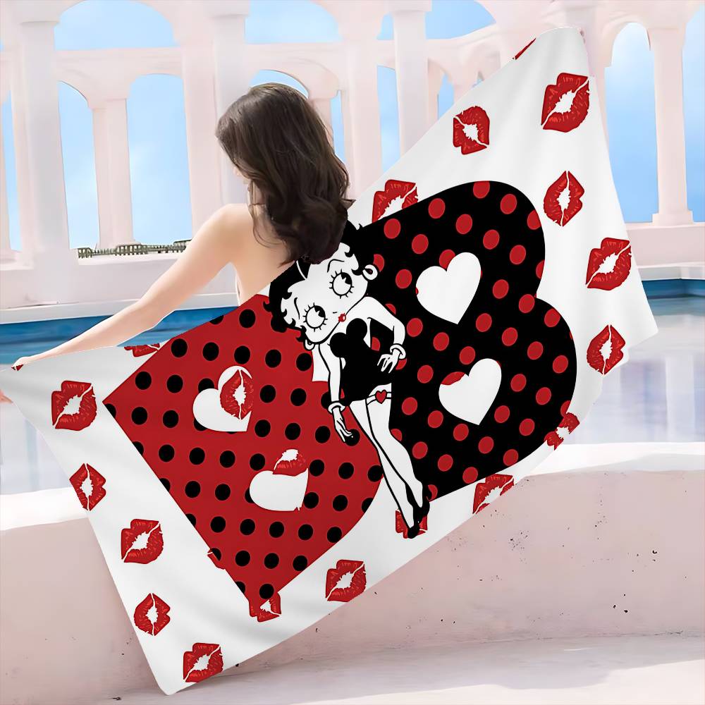 

B-Betty Girl B-Boops Anime Beach Swimming Towel Soft Absorbent Washcloth Children s Gifts for Kids Travel Camping Gym W30*H60(CM)
