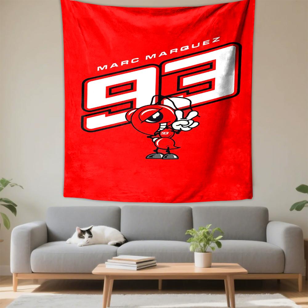 Marc Marquez 93 Red Cartoon Ant Peace Sign Graphic Design Patterned Tapestry for Bedroom and Living Room Home Decor Sofas