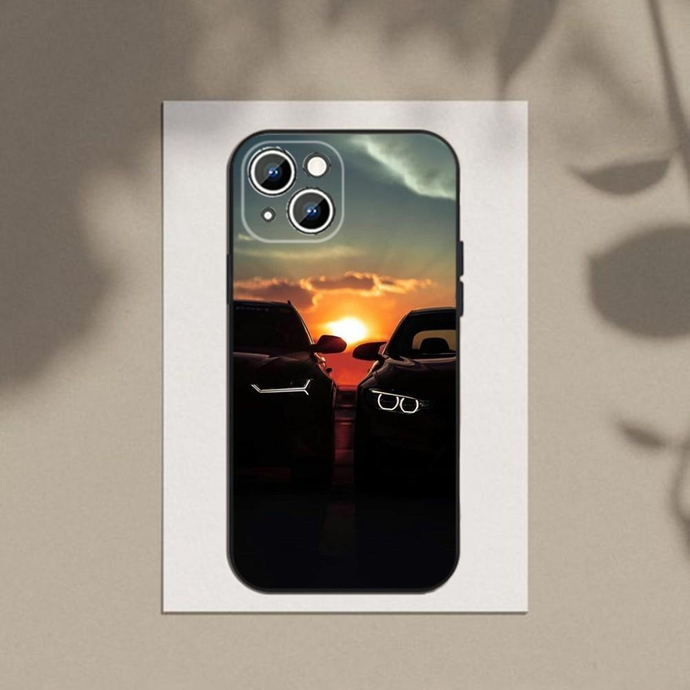 B-Blue Red Car Phone Case Phone Case For Apple iPhone 15,14,13,12,11,XS,XR,X,8,7,Pro,Max,Plus,mini Silicone Black Cover
