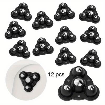 4pcs Self Adhesive Type Mute Ball Universal Wheel 3 Beads Furniture Casters Wheels Stainless Steel Wheel 360° Rotation