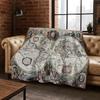 Retro Nautische Karte Kompass Schatzkarte Flanell Decke, Gemütliche Weiche Überwurfdecke für Zuhause Schlafzimmer Bett Sofa Abdeckung Geschenk Kinder