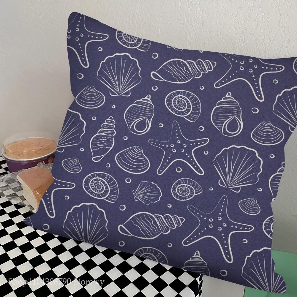 Marine Organism Shells Pillow Case Square Pillow Bedroom Sofa Leisure Comfort Cushion Car Living Room Home Decoration