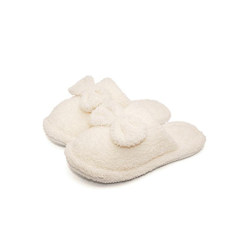 New hot-selling women's home use autumn and winter warm indoor non-slip cotton slippers cute bow plush shoes
