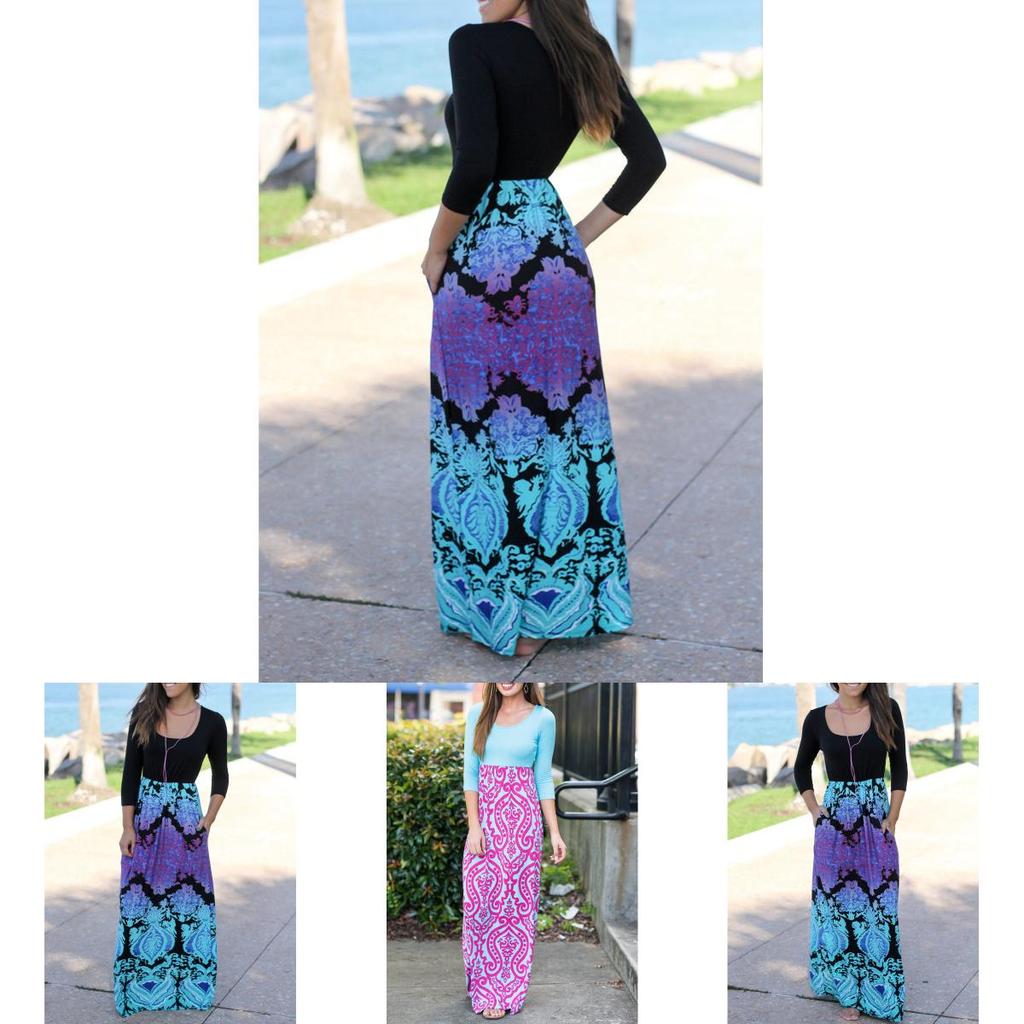 Premium Quality Boho Long Maxi Dress Featuring Floral Vintage Design For Summer