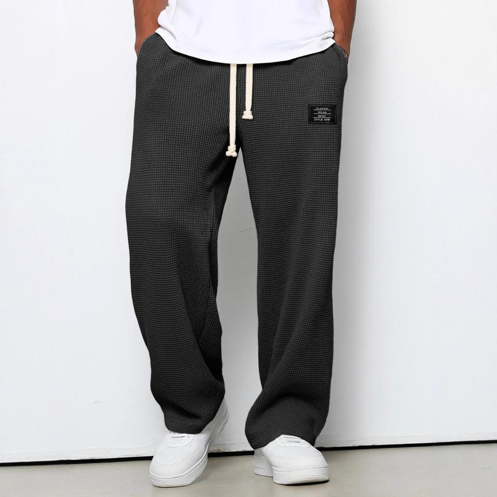European and American men's spring and autumn tide brand drape straight sweatpants wide-leg sports casual trousers