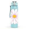 1PC White Daisy Simple Flower Print 750ml Color Plastic Sports Water Bottle Leakproof Flip Straw Lid Suitable for Sports Office Home Use