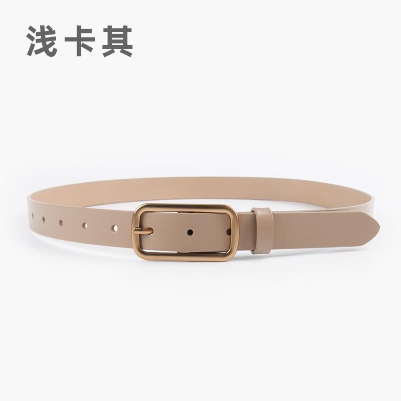 

Женский ремень из коровьей кожи, женский ремень из натуральной кожи, женский классический простой повседневный ремень для брюк, джинсов, женский ремень высокого класса 105cm легкие хаки