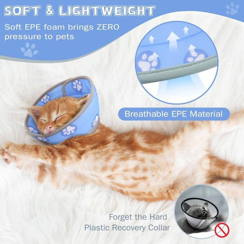 Soft Adjustable Cone Collar Cats Dogs Post Surgery Recovery Prevent Licking Bite Injury