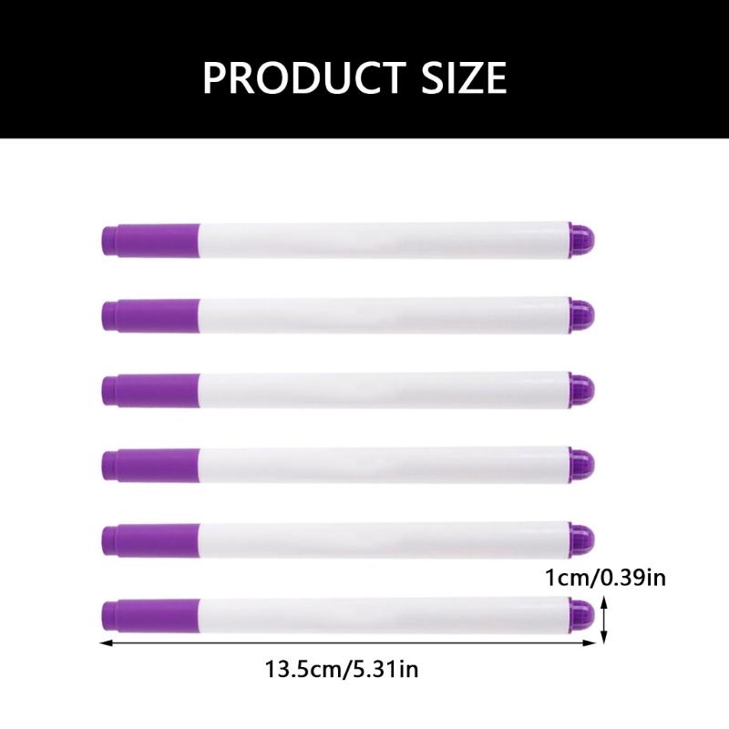 Set of 6 Air Erasable Fabric Marker Quick Dry Fabric Marking Pen (1mm or 0.5mm) for Sewing and Creative Art