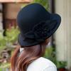 WTEMPO Women's Autumn Winter Casual Verstaile Retro Elegant Flower Formal Hats Cold-proof Windproof Warm Solid Color Bucket Hats