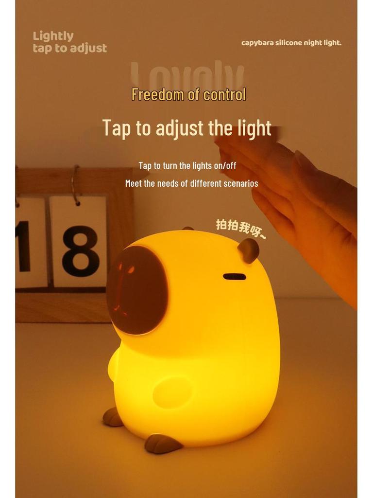 Smart Capybara Night Light: Seven-Color Patting Lamp and Birthday Gift Ornament for Bedroom