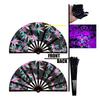 27/33cm Folding Hand Large Disco Fan Popping Clack Handheld Light Up Fans Large Clacking UV Glow Fans Performance Wedding Party