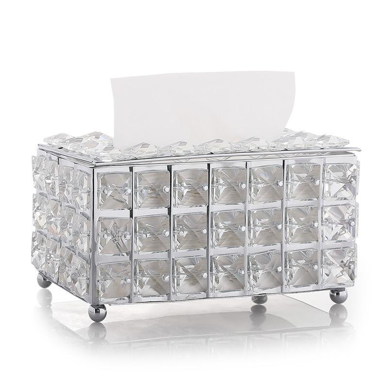 Caja de pañuelos con diamantes de imitación, estante de papel, accesorios de mesa de oficina, estuche protector Facial, bandeja para servilletas para el hogar, Hotel y coche