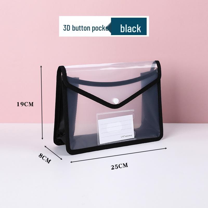 Thickened Transparent Document Bag with Button Closure for Students