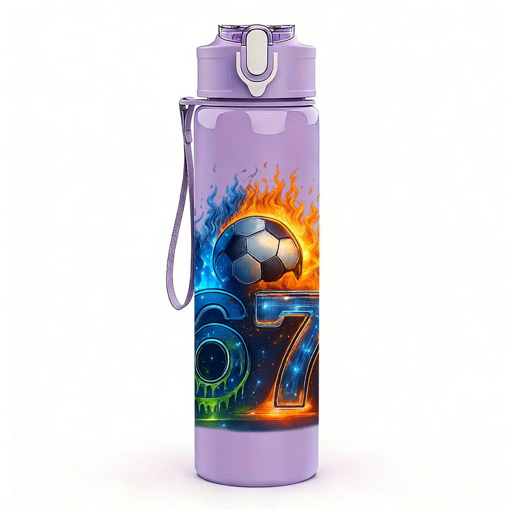 1PC Fiery Number Seven Art 750ml Color Plastic Sports Water Bottle Leakproof Flip Straw Lid Suitable for Sports Office Home Use