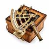 Nautical Brass Sextant with Leather Box, Vintage Marine Navigation Instrument, Engraved Maritime Collectible Gift