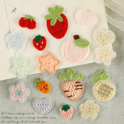 Patches de Roupa com Formato Especial Coração Morango Patch de Tecido Bordado Patch de Bordado