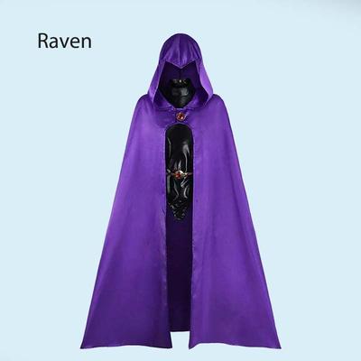 Teen Titans Raven Cosplay Kostüm mit Kapuze Deluxe Jumpsuit Umhang Gürtel Anzug Halloween Uniform für Frauen Mädchen
