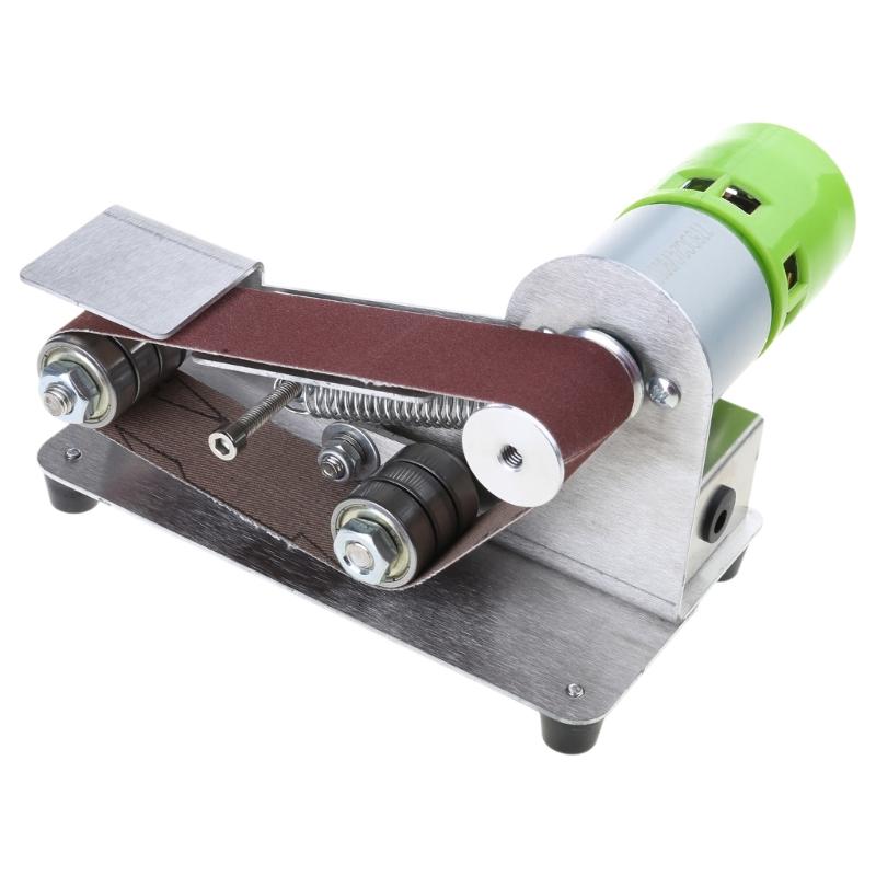 Mini Belt Sander 7 Adjustable Speed Electric Sharpener 15 Degree Belt Grinder Power Belt Sander for Metal Working
