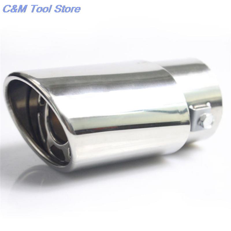 1pc Chrome Trim Modified Car Liner Pipe Stainless Steel Car Exhaust Muffler Tip Pipe  Exhaust System