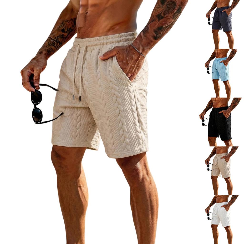 Men's Short-pant Knitted Fabric Drawstring Pockets Five-inch Midriff Pants