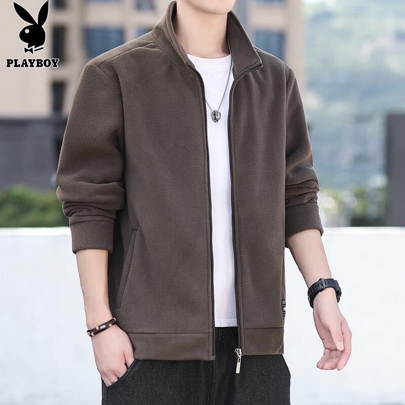 PLAYBOY Men's Stand Collar Fleece Jacket