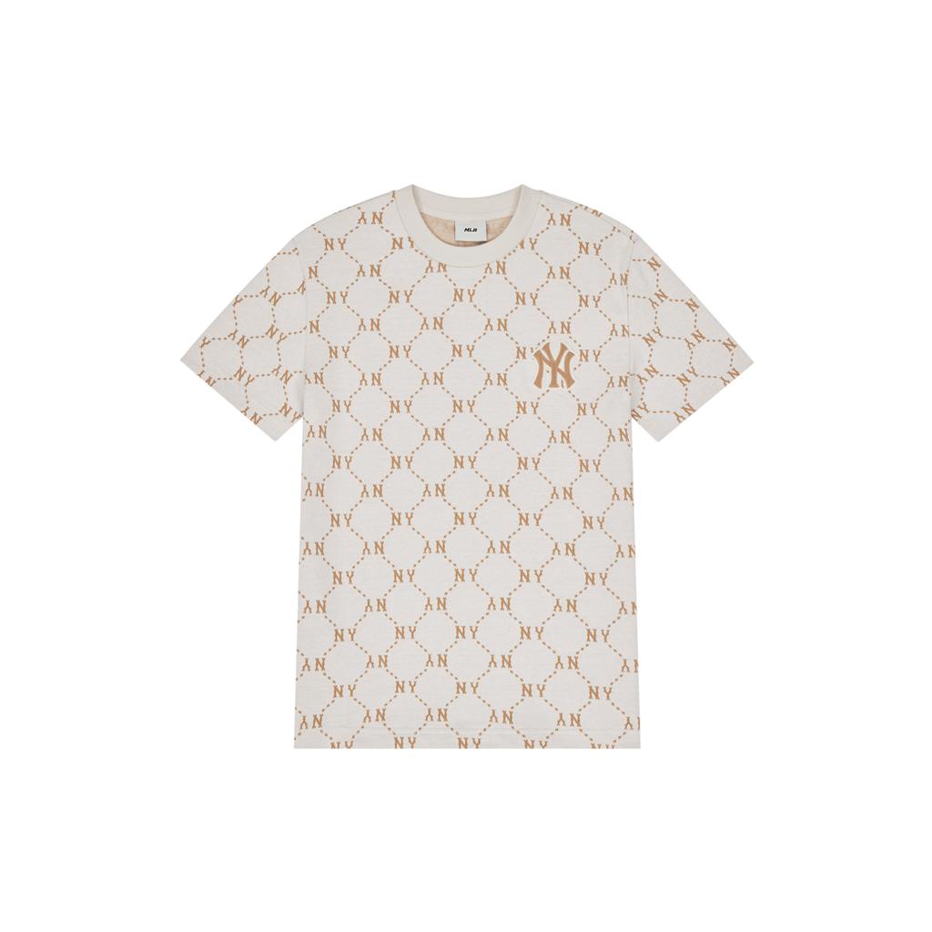 New MLB MONOGRAM Collection New York Yankees T Shirt Unisex Cream 3ATSM0143-50CRS
