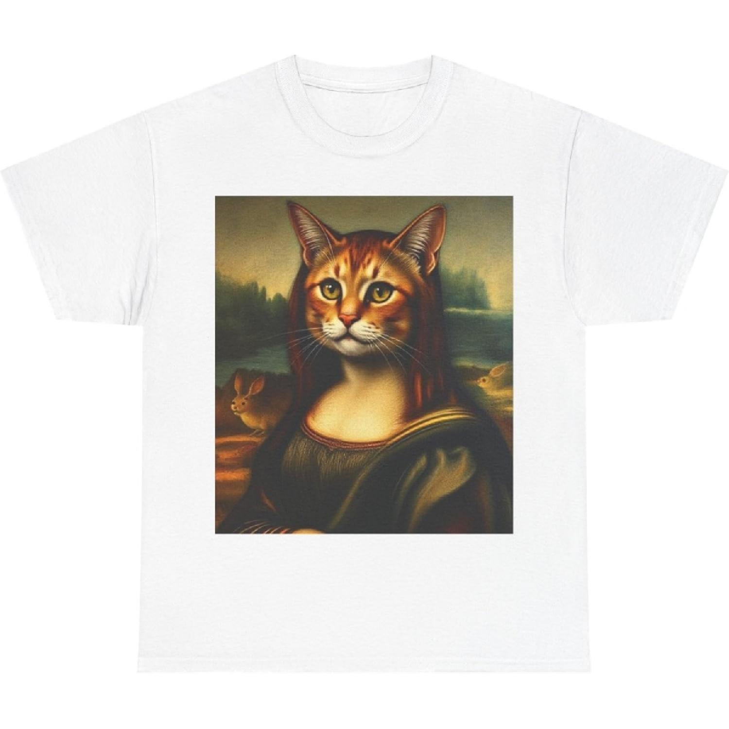 Mona Lisa Cat Painting Funny Cat Art Gifts for Men Women Kids T-Shirt Preferences Multicolor S
