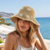 Straw Beach Sun Hat Flower Fisherman Cap Fashion Bucket Hat  for Women