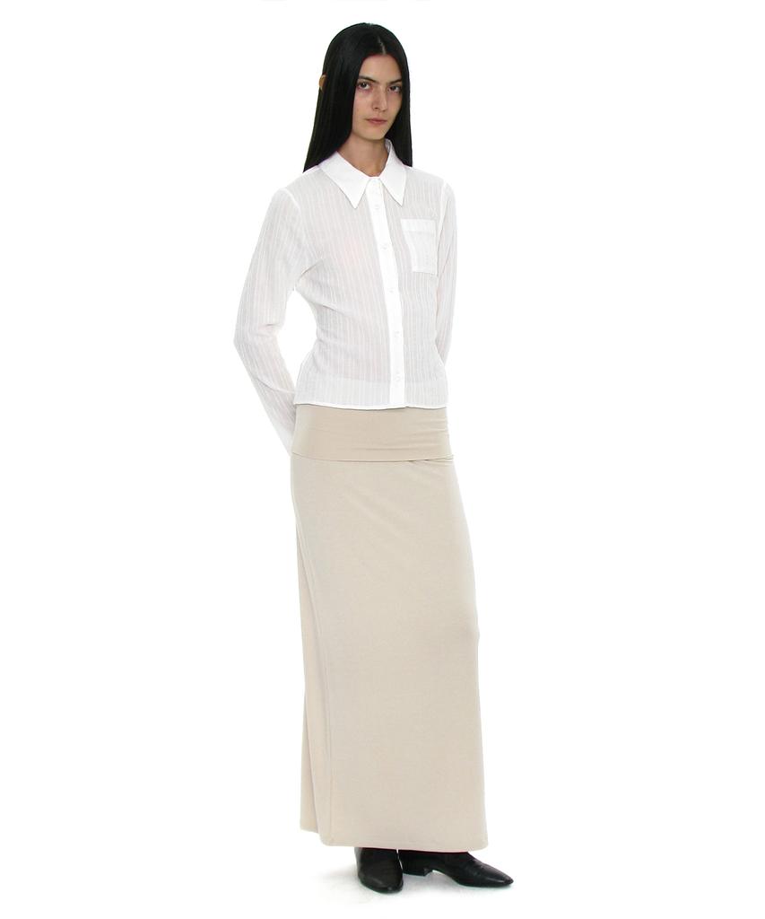 Partimento Woman Pwc Folding Waist Jersey Maxi Skirt_Ivory
