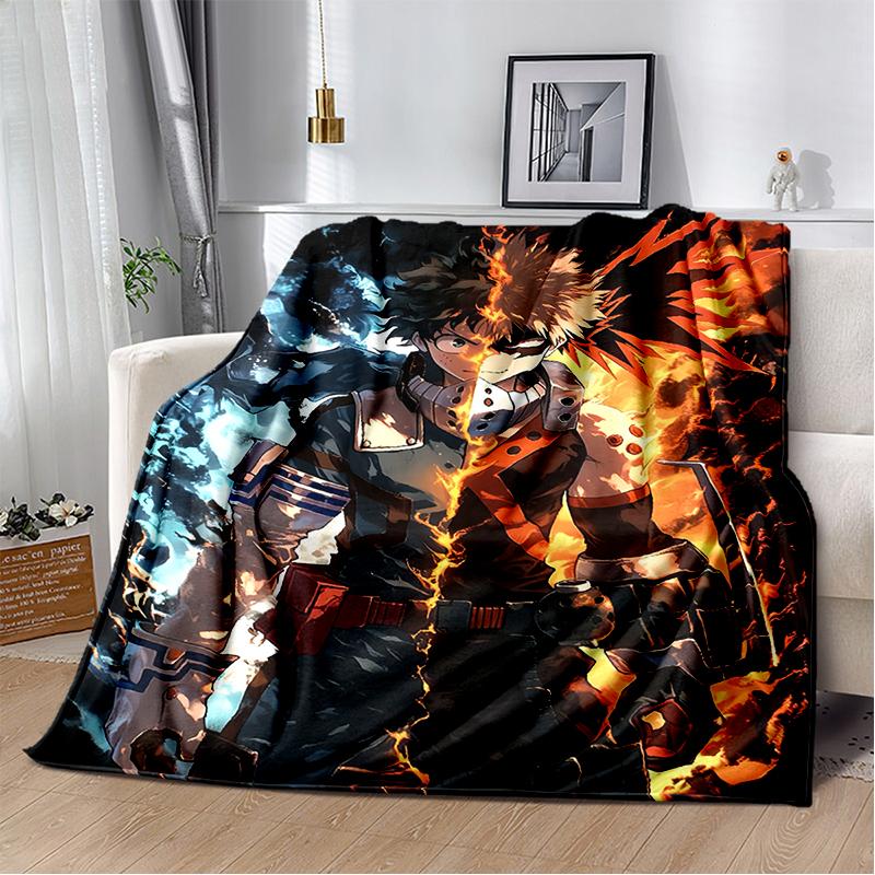 3D My Hero Academia Deku Bakugou Cartoon Anime Blanket,Soft Throw Blanket for Home Bedroom Bed Sofa Travel Picnic Cover Kids