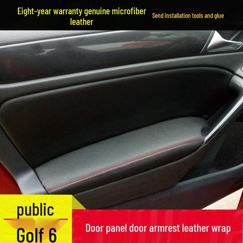 Volkswagen Golf 6 Door Panel Leather Wrap - Armrest Cover for Interior Renovation.