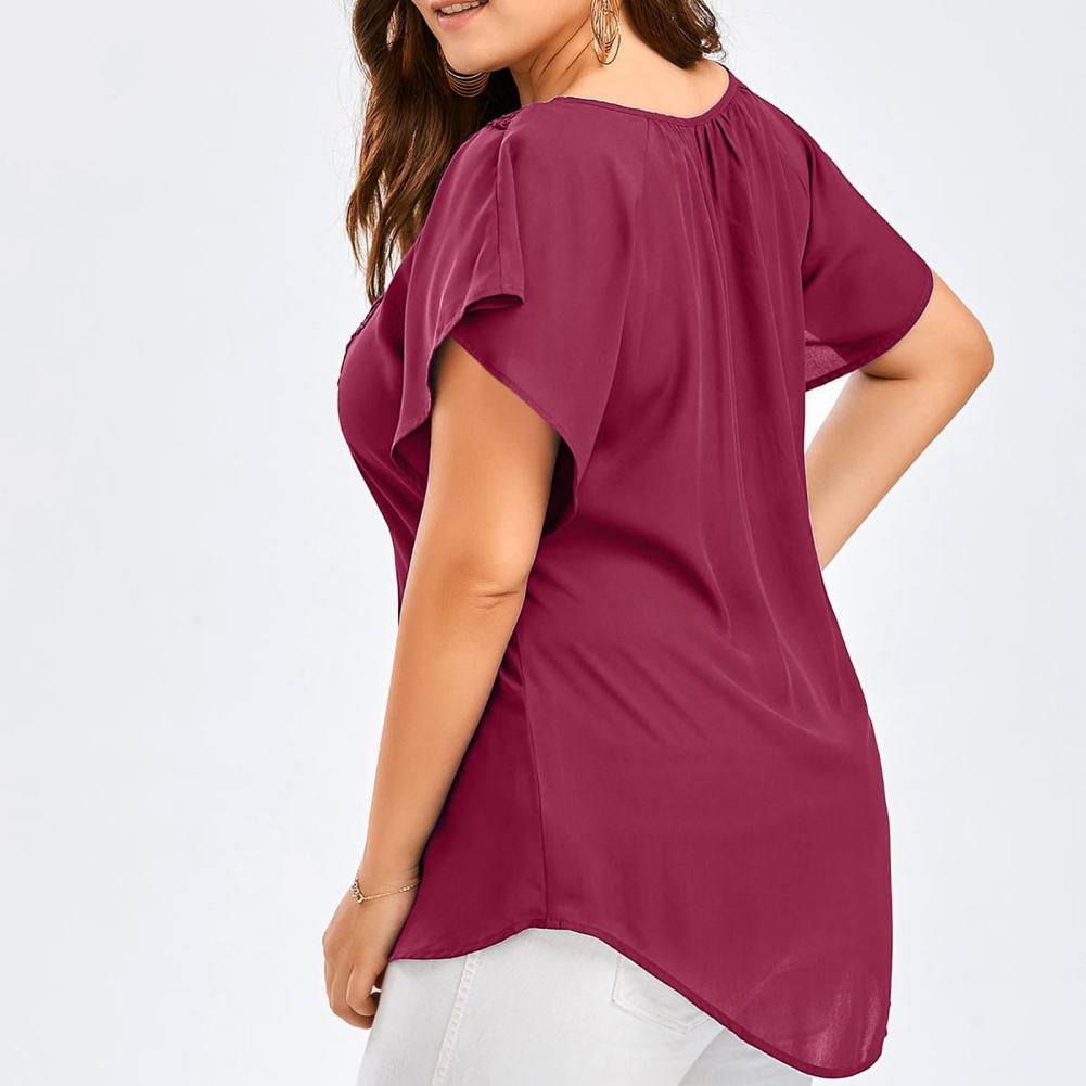 Bluzka damska plus size z dekoltem w serek, rozkloszowanymi rękawami, casualowy top, sukienki damskie plus size, odzież damska plus size, duży rozmiar 4XL 5XL