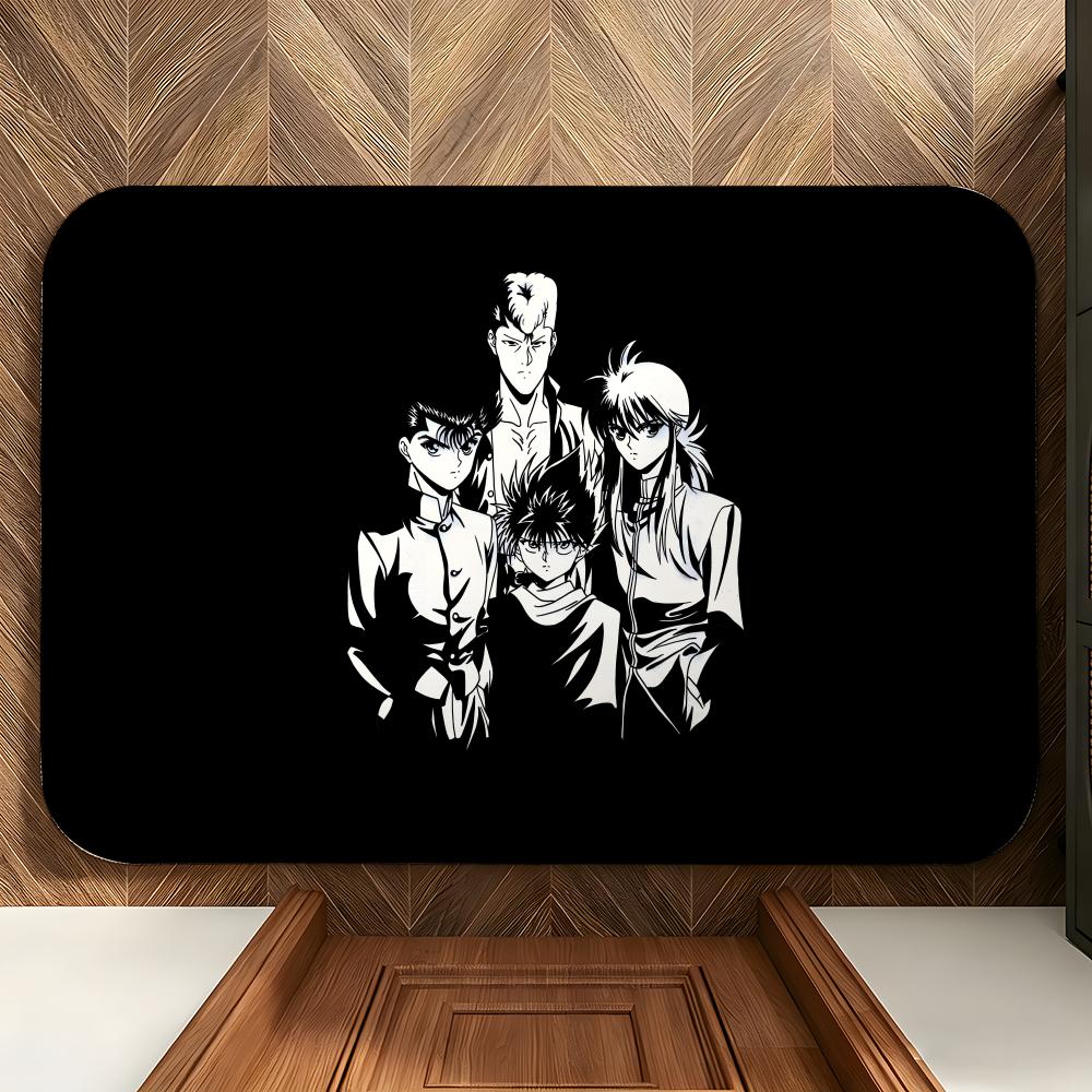 anime Y-Yu Yu H-Hakusho Floor Mat Soft Flannel Floor Mat Suitable for Entryways, Living Rooms, Bedrooms, and Bathrooms