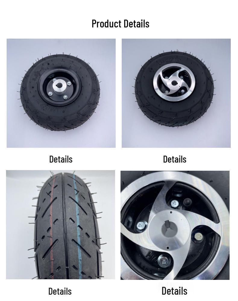 24V 250W 10" Pneumatic Rear Scooter Wheels 3.00-4 with Steel Rims