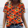 Summer Women Funny 3d Eyes Printed T-Shirt Sexy Anime Cartoon Funny V-Neck Fashion Short Sleeve Shirt Ladies Slim Plus Size Top