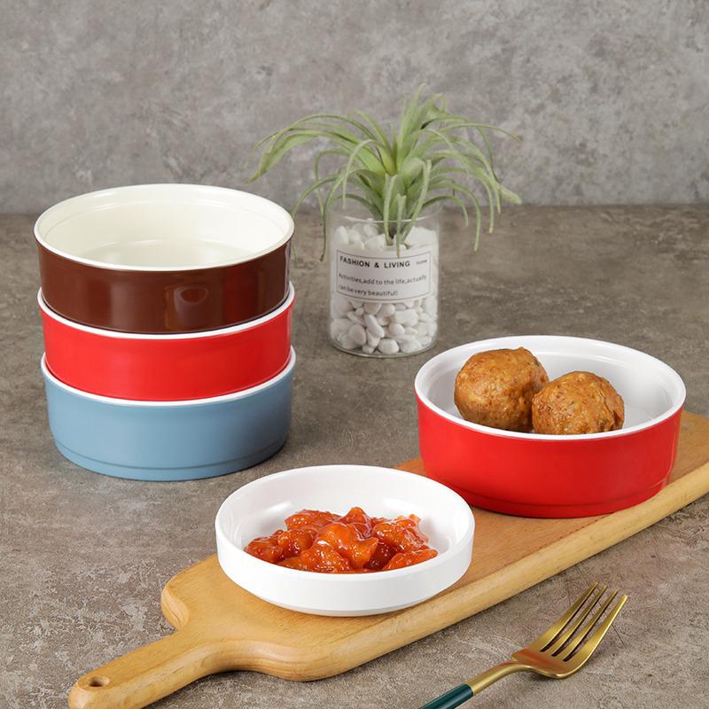 Small Melamine Bowl - Imitation Porcelain, Round Plastic Plate for Dipping Sauce or Snacks, Ideal for Commercial Use