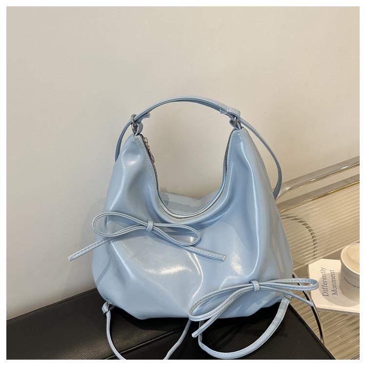 

Корейский рюкзак-тоут с бантом - Женский тренд 2024 года, Большая вместимость, Повседневная сумка на одно плечо синий